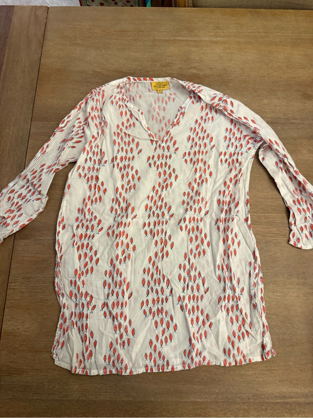 Roberta Roller Rabbit White Swim Coverup with Fish Print